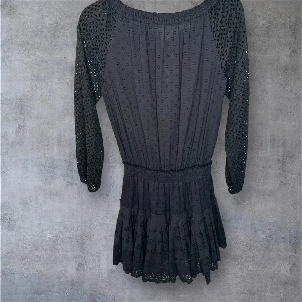 Roller Rabbit The Arista Black Eyelet Mini Dress Size Small Cotton Neutral‎